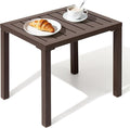 Crestlive Products Outdoor Side Table,Aluminum Rectangular End Table,Easy Assembly Small Coffee Bistro Table for Patio Pool Balcony (Brown)