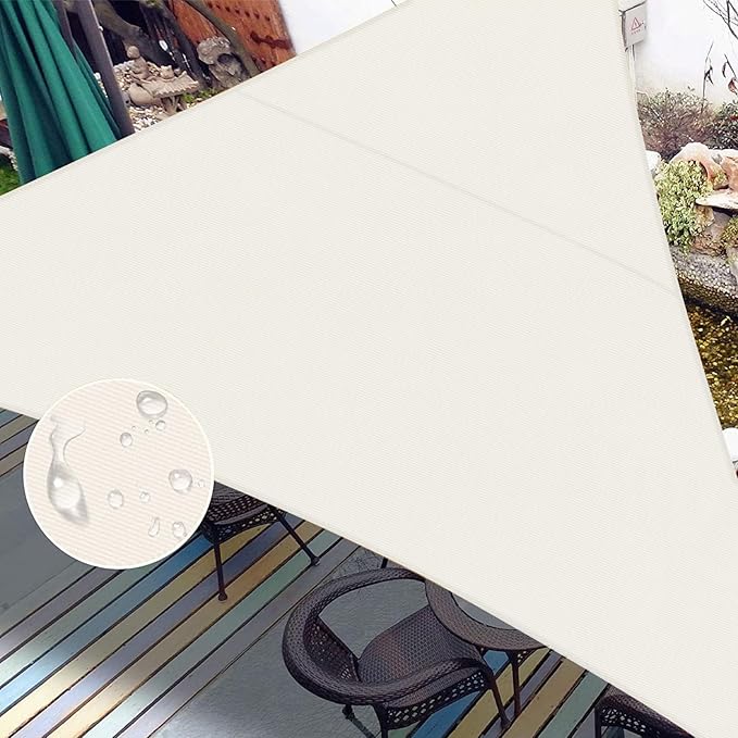 LOVE STORY Right Triangle 12'x15'x19.2' Waterproof Sun Shade Sail Canopy UV Block for Outdoor Patio Backyard Carport,Cream(We Make Custom Size)
