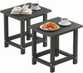 YEFU Outdoor Side Table for Patio: 16" HIPS Weather - Resistant Adirondack Tables Set of 2 - Small Square End Table for Backyard Living Room Bedroom - Indoor Outdoor Durable Table Dark Grey
