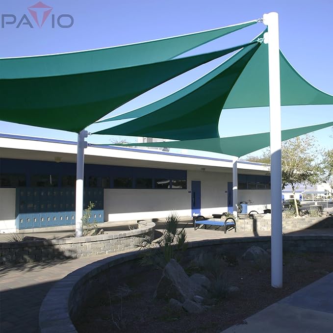 Patio Paradise 4' x 4' x 4' Sun Shade Sail Triangle Canopy Shade Cloth Fabric Sunlight Block Patio Pergola Cover HDPE Deck Awning for Outdoor Backyard Roof Shading, Turquoise