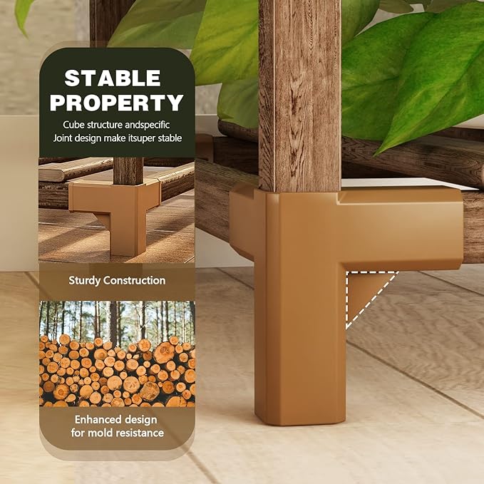 Bamworld Large Plant Shelf Indoor Plant Shelf Outdoor Tall Wood Plant Holder for Living Room Multiple Plants Patio Balcony Garden 17 Pots