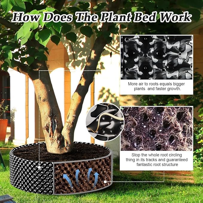 Air Pruning Containers, 25 Gallon Air Pruning Planters, 100 Liter 20" X 20" D/H Special Packing Interlocked Large Air Root Pruning Planters for Big Tree Grow Outdoor, Black, 10 Packs