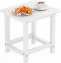 YEFU Outdoor Side Table for Patio: 16" HIPS Weather - Resistant Adirondack Tables - Waterproof Small Square End Tables for Backyard Pool Porch Balcony - Indoor Outdoor Durable Table White