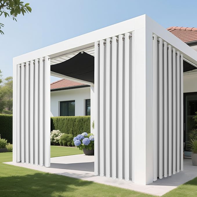 Joydeco Blackout Patio Sliding Door Curtains 72 Inches Long, Grommet Privacy Room Divider Curtains, Extra Wide Thermal Blackout Drapes for Bedroom Living Room (Pure White, 60Wx72L, 1 Panel)