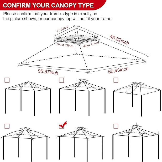 Eurmax USA High Performance Grill Gazebo Canopy Replacement Cover 5x8 BBQ Shelter Top (Rust Red)
