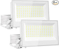 Onforu 120W Flood Lights Outdoor,12000lm White LED Work Light with Plug, 6500K Daylight White LED Flood Lighting, IP66 Waterproof Security Yard Lights for Yard Garage Stadium 2 Pack