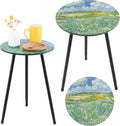 Outdoor Side Table 2 pcs Patio Side Tables for Outside End Tables Small Outdoor Table Round Patio End Table Modern Metal Side Table Outside, Patio, Indoor, Bedroom, Living Room, Small Spaces