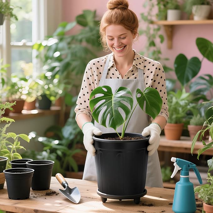 40 Pack 3 Gallon Nursery Plant Pots,10 Inch Plastic Garden Flower Seedling Planter Pot with Drainage Holes for Outdoor Indoor Plants,Gardening Gifts