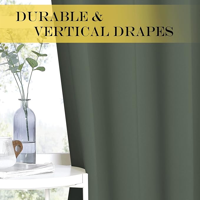 NICETOWN Blackout Curtains & Drapes - Privacy Thermal Efficiency Backdrop Curtains for Bedroom Room Divider Living Room Patio Sliding Glass Door, Wide 80 x Long 144 inch, Dark Mallard, 1 Panel