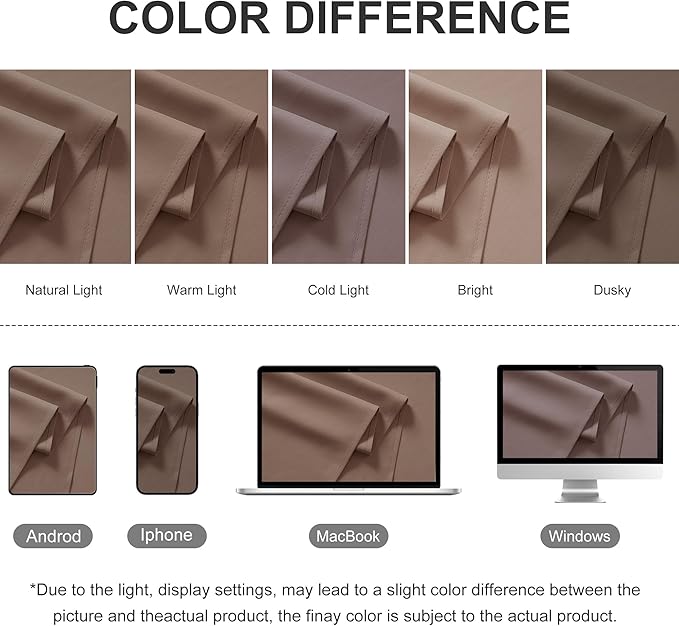 RYB HOME Outdoor Curtains for Patio Waterproof Block Sunlight Thermal Insulated Privacy Assured Thick Outside Curtains for Pergola, Cabana, Gazebo, W52" x L72", Mocha, 1 Panel