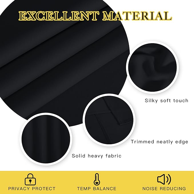 NICETOWN Black Out 110 inch Curtain for Sliding Door, Grommet Thermal Insulated Blackout Curtain Window Treatment Sound Reducing for Bedroom/Living Room, W66 x L110, 1 Panel