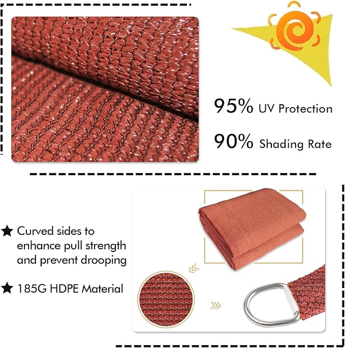 KANAGAWA 16'X18' Rust Red Custom Size Sun Shade Sail Rectangle UV Block Canopy Cover for Patio Backyard Lawn Garden Outdoor (Customized Available)