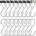 16 Pack S Shaped Hooks - 3.5 inch Heavy Duty Hooks with Safety Buckle for Hanging Plants, Clothes, Kitchen Utensils, Bags (Silver)