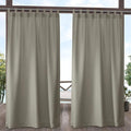 EXCLUSIVE HOME Cabana Solid Indoor/Outdoor Light Filtering Hook-and-Loop Tab Top Curtain Panel Pair, 54"x120", Taupe