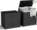 31 Gallon Outdoor Storage Box, Large Resin Deck Box for Patio Cushions, Garden Tools, Pool Accessories, Waterproof and Lockable Design, Storage Bench for Backyard & Deck(Black)