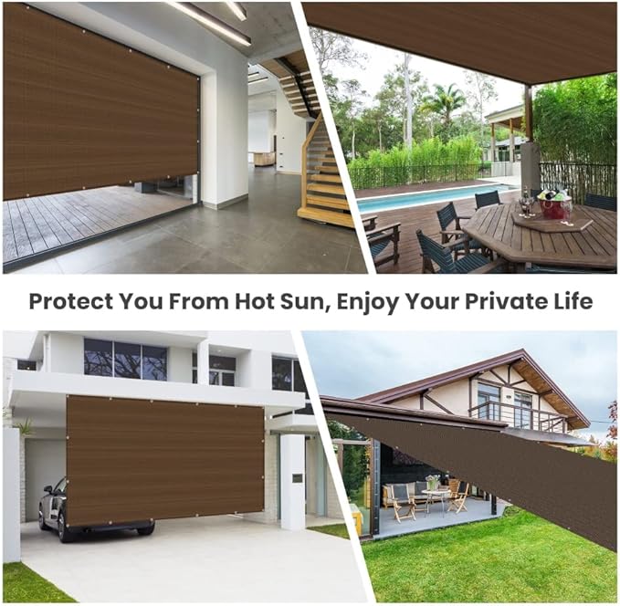 90% Shade Cloth Sun Shade Fabric Privacy Screen Shade Cover for Patio Garden Pergola Shade Cover Canopy with Gromments(Mocha, 8X12 FT)