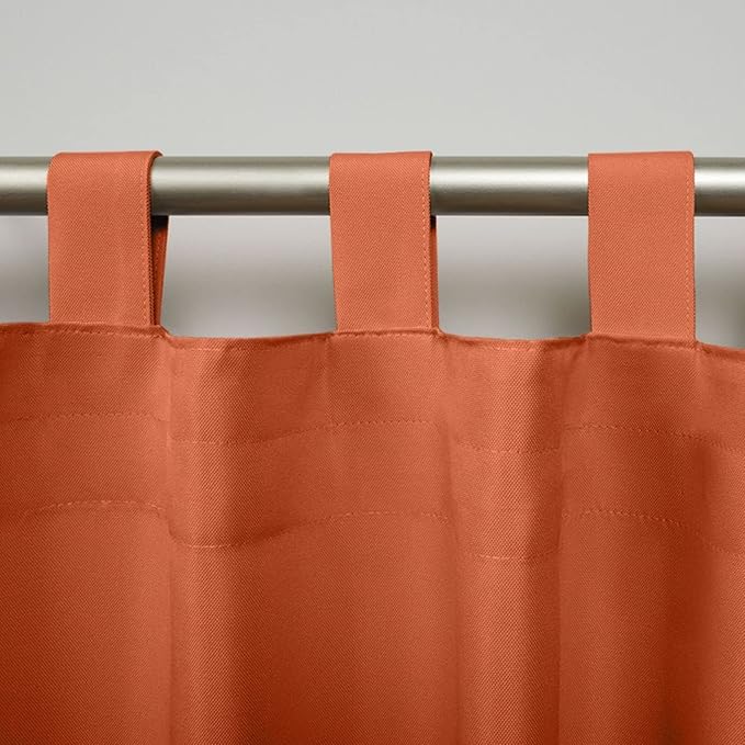 Exclusive Home Cabana Solid Indoor/Outdoor Light Filtering Hook-and-Loop Tab Top Curtain Panel Pair, 54"x120", Mecca Orange