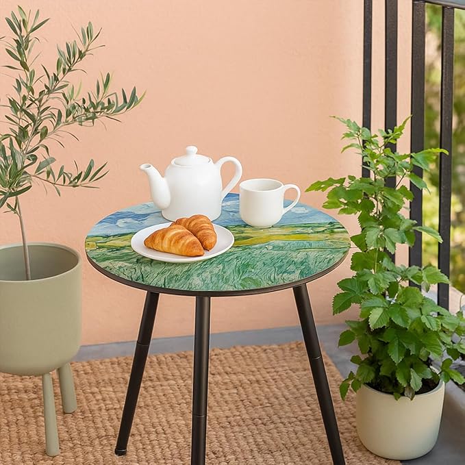Outdoor Side Table 2 pcs Patio Side Tables for Outside End Tables Small Outdoor Table Round Patio End Table Modern Metal Side Table Outside, Patio, Indoor, Bedroom, Living Room, Small Spaces