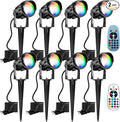 Halloween Christmas Spotlight Outdoor Color Changing Landscape Spotlights,12W RGBW LED Outdoor Spot Lights for Yard Garden Decor,Waterproof 110V Plug in Landscape Lighting with Remote,8 Packs