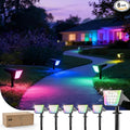 Philips 6 Packs Solar RGBW Spot Lights Outdoor, 18 LED Solar Powered Landscape Lights, 9 Lighting Modes Color-Changing Dusk to Dawn Waterproof Pathway Spotlights for Garden Trees Halloween Christmas