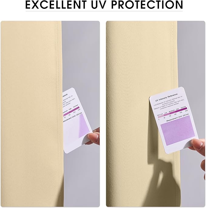 NICETOWN Fade Resistant Patio Curtains Outdoor Waterproof, Fade-Proof Curtains Grade 4 Color Fastness Certified, Thermal Insulated Privacy Sun Shades for Gazebo, W52 x L72, Biscotti Beige, 2 Panels