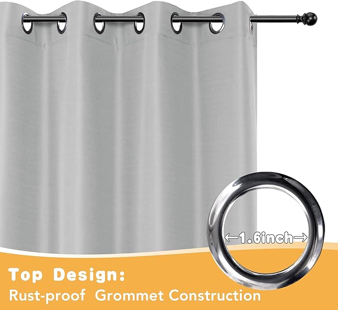 HolidayIdeas Extra Wide Outdoor Curtains for Patio Waterproof, 2 Panels - 110 x 84 Inch - Privacy & Light Filtering Curtains Grommet Outside Curtains for Porch, Gazebo, Pergola, Backyard (Silver)