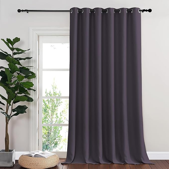 NICETOWN Greyish Purple Blackout Curtains for Bedroom 95 Inch Length - Thermal Insulated Room Darkening Privacy Grommet Window Drapes for Boys Room, Set of 1 Panel, 80 x 95 Inch