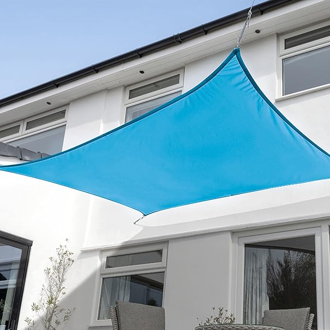 KANAGAWA 8'X8' Turquoise Mix Custom Size Sun Shade Sail Square UV Block Canopy Cover for Patio Backyard Lawn Garden Outdoor (Customized Available)