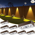 Solar Fence Lights 8 Pack Brown, 50 Lumens Outdoor Fence Lights Solar Powered with 12 Modes RGB Color Glow, LED Deck Lighting Outdoor Waterproof IP65, Backyard, Deck, Porch, Railing, Pool, Wall