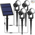 Solar Spot Lights Outdoor, 4-in-1 Solar Landscape Spotlight Waterproof 9.8ft Cable, 5W 3000mAh, Dusk to Dawn Auto ON/Off Adjustable Wall Lights for Yard, Ground, Garden, Pool, Lawn (Cold White)