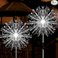 JJGoo Solar Firework Lights, 2 Pack 135 LEDs 2 Lighting Modes Solar Lights Outdoor Waterproof for Garden Patio Walkway Pathway Party Wedding Christmas Decorative - White