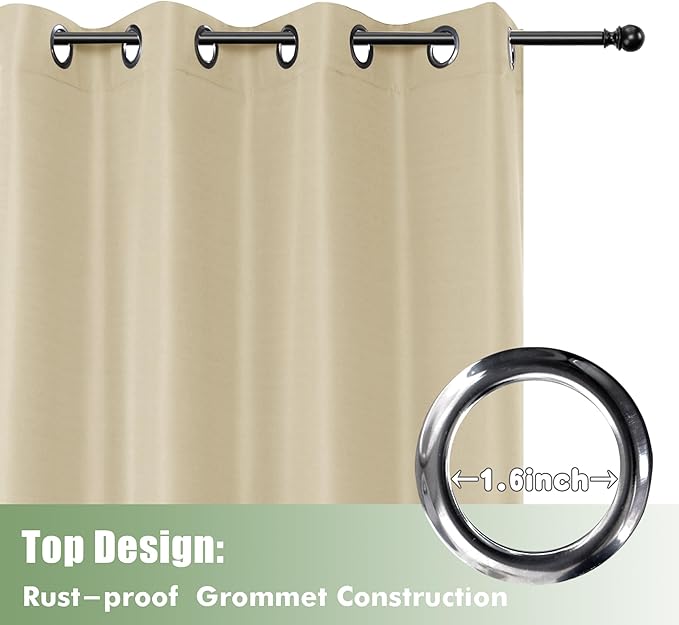 HolidayIdeas Waterproof Outdoor Curtains for Patio, 6 Panels - 54x108 Inches - Weatherproof Privacy Outsides Curtains for Backyard Porch Gazebo, Sunlight & UV Blocking (Cream, Grommet Top)