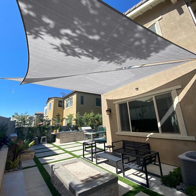 SUNLAX Sun Shade Sail 16' x 21' x 26.4' Silver Rectangle Canopy Sail Shade Cover UV Block Permeable Sunshade Outdoor for Patio Backyard Deck Pergola (We Make Custom Size)