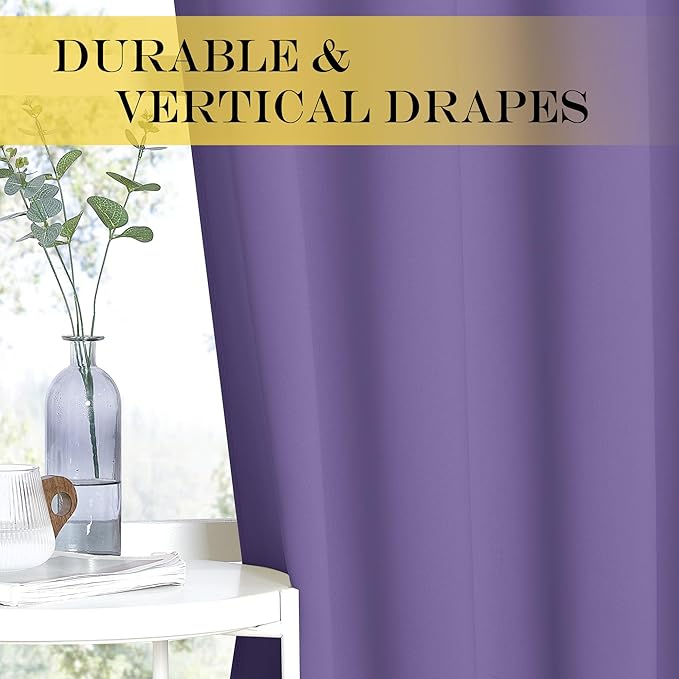 NICETOWN Room Divider Curtain 132 Inches Long, Wide Blackout Sliding Door Curtain for Bedroom, Room Darkening Privacy Window Curtain for Patio Door (1 Panel Set, Lilac Purple, 80 x 132 Inch)