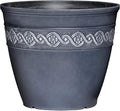 Classic Home and Garden Corinthian Resin Planter Pot - Outdoor & Indoor Plant Pot - Round Planter for Plants & Flowers (16” Storm Gray, Pack of 1)