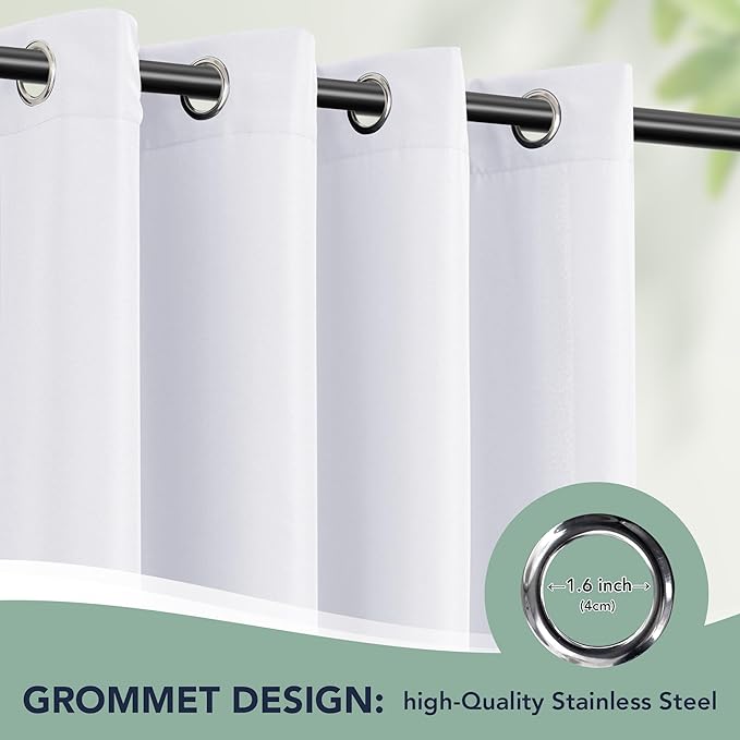 White Outdoor Curtains for Patio Waterproof - 6 Panels Privacy Weatherproof Outside Curtains with Grommets for Pergola, Gazebo, Porch, Cabana, Balcony, 54 x 108 Inch