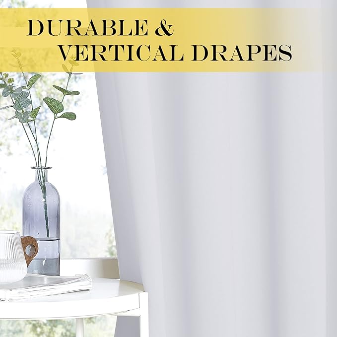 NICETOWN Greyish White Room Darkening Curtain - Window Treatment Thermal Insulated Grommet Room Darkening Curtain/Panel for Bedroom (1 Panel, 52 by 54, Greyish White)