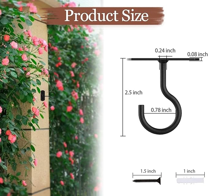 Ceiling Hooks for Hanging Plants 6Pack 2.5in Black