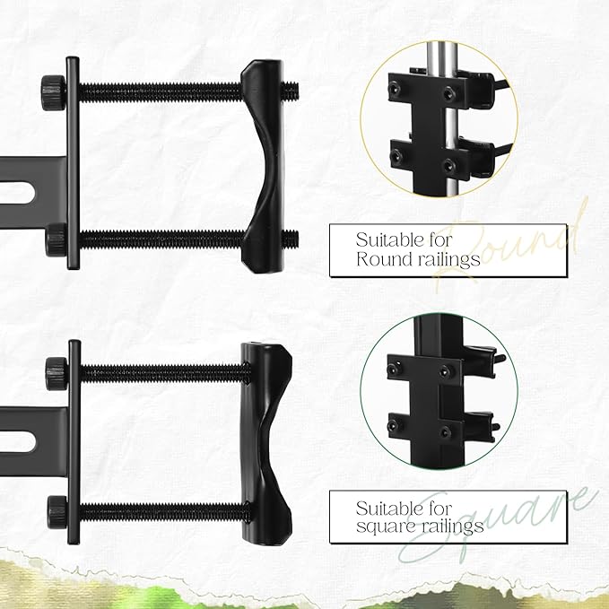 6 Pcs Window Box Brackets Adjustable Planter Box Brackets Heavy Duty Deck Railing Planter Flower Holder for Railing Patio Garden Fence Balcony Outdoor