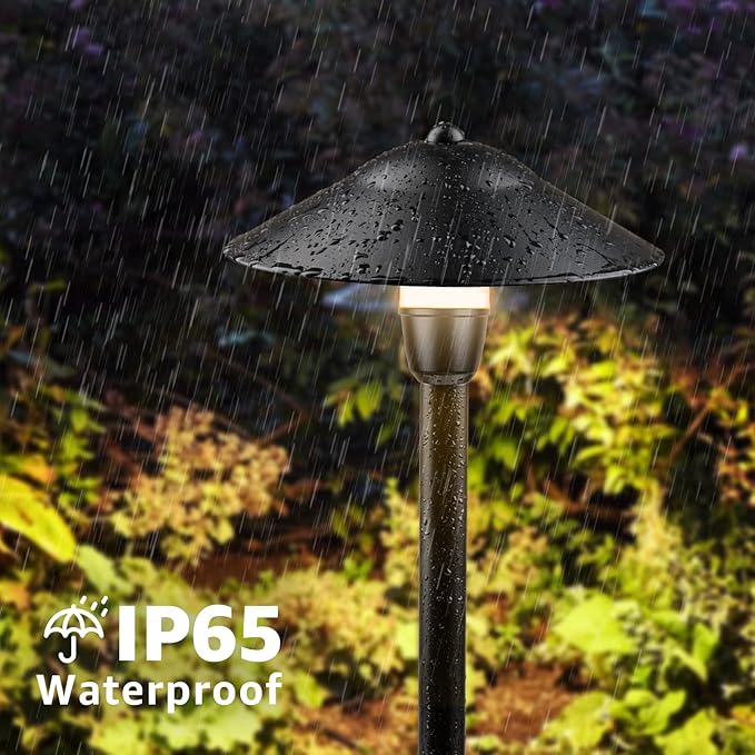 SUNVIE Low Voltage Pathway Lights Wired Path Light Outdoor 3W 12-24V 3000K Waterproof Aluminum LED Landscape Lights with Connector for Garden Walkway Yard - ETL Listed Cord, 8 Pack