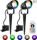Halloween Christmas Spotlight Outdoor Color Changing Landscape Spotlights,12W RGBW LED Outdoor Spot Lights for Yard Garden Decor,Waterproof 110V Plug in Landscape Lighting with Remote,2 Packs