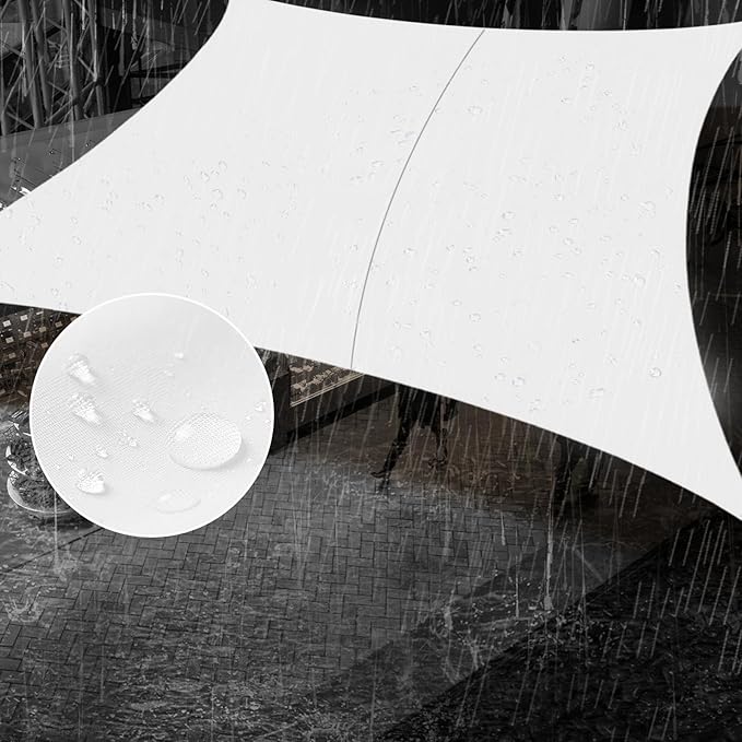 SUNNY GUARD Waterproof Sun Shade Sail 8' x 18' White Rectangle UV Block Sunshade for Backyard Yard Deck Patio Garden Outdoor Activities and Facility(Customized)