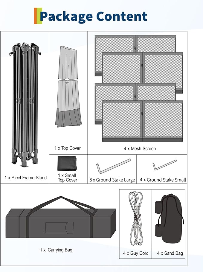 Canopy Tent 12x12 ft, Pop Up Gazebo One-Push Setup with 4 SandBags for Backyard Parties and BBQs, Mosquito Netting & Height Adjustable - Grey