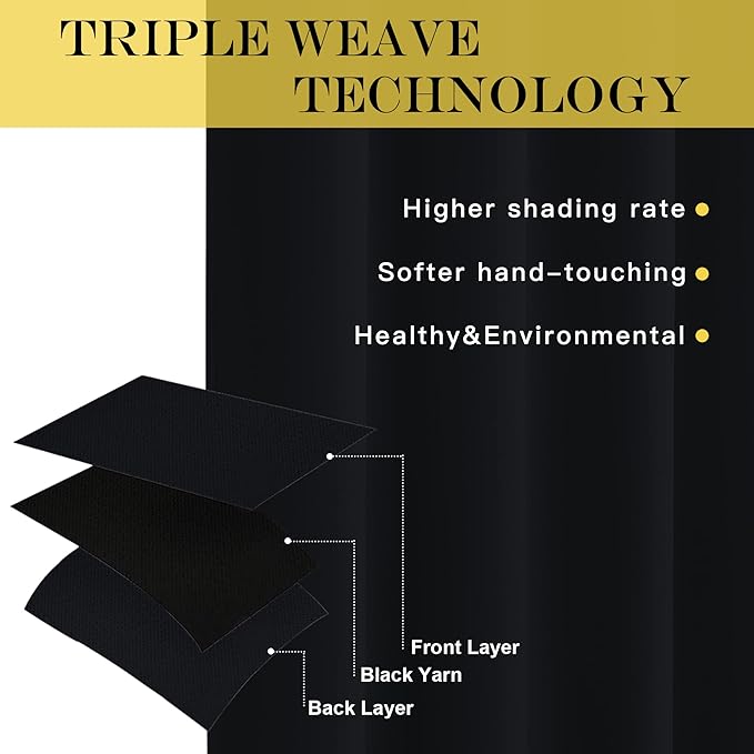 NICETOWN Black Curtain for Patio Door - Extra Wide Energy Save Sliding Glass Door Drape for Curtain Rod, Room Divider Curtain, Vertical Blinds (Black, 100 inches Width x 95 inches Length)
