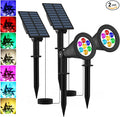 T-SUNUS RGB Solar Landscape Spotlights Christmas, Color Changing Spot Lights Waterproof IP65 Garden Pond, 180° Adjustable Halloween Wall Tree Light Separately Installed for Outdoor Indoor 2 Pack