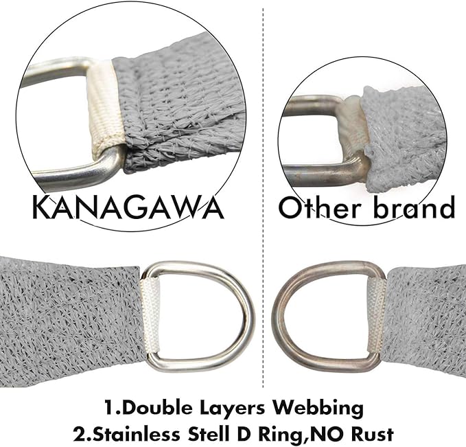 KANAGAWA Sun Shade Sail 10'x13' Gray Rectangle UV Block Canopy Awning Shelter Fabric Cloth Screen for Outdoor Patio Garden Backyard Activities