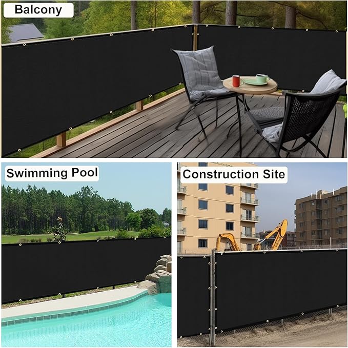 UPGRADE Privacy Fence Screen 6'x21' Black Outdoor 90% Visibility Blockage 170 GSM Mesh Shade Cover Panels for Backyard,Balcony,Home Decoration with Zip Ties,Customized Avaliable