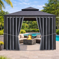 Outdoor Indoor Curtains W84 x L108 for Patio - Weather-resistant Window Panels Privacy Protect Grommet Top Thermal Insulated Home Curtain for Porch Pergola Lawn Garden Hot Tub Area (Gray, 2 Panels)