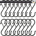 16 Pack Heavy Duty S Hooks with Safety Buckle - S Shaped Hooks for Hanging Plants, Clothes, Kitchen Utensils, Bags (Black)