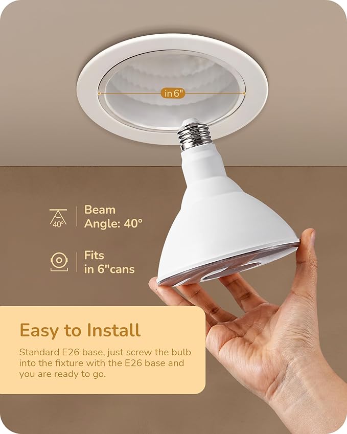 EDISHINE Flood Light Bulbs, PAR38 LED Outdoor Flood Light Bulbs, 120W Equivalent Dimmable Waterproof for Patio Yard Porch Driveway Garage, 3000K Warm Light 18W 1800LM E26 Base, 4 Pack, ETL Listed